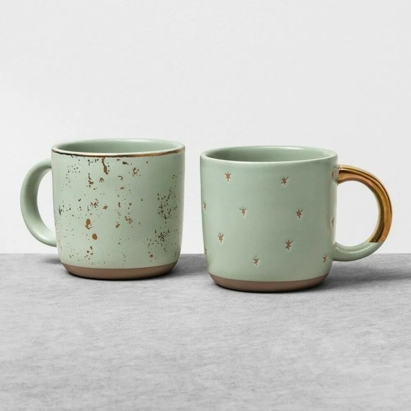 Magnolia Other - MAGNOLIA | Set (2) Sage Mint Grn & Gold Mini Mugs